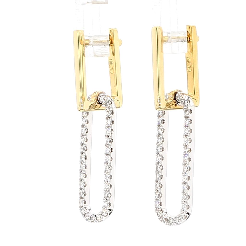 Natural White Round Diamond 0.54 Carat TW Gold Earrings