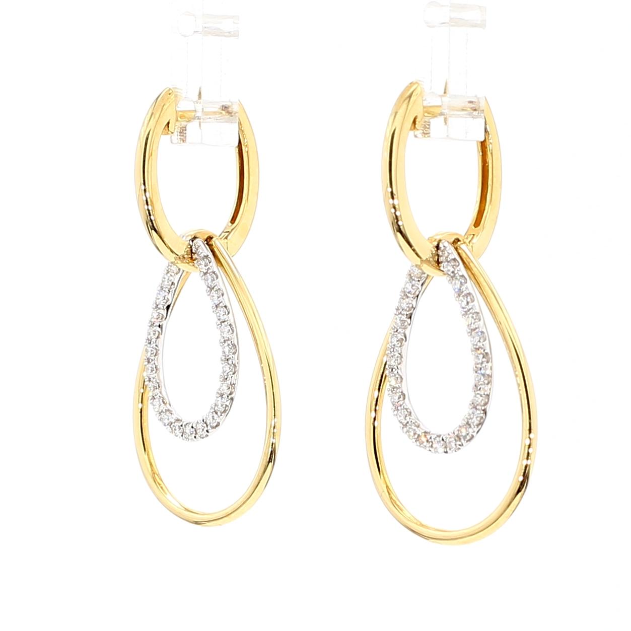 Natural White Round Diamond 0.35 Carat TW Gold Earrings