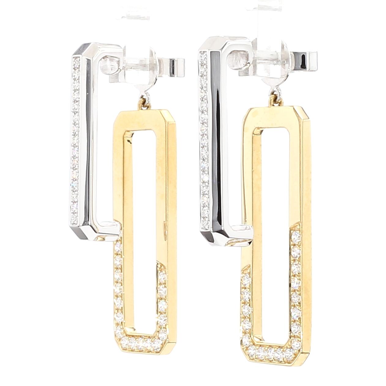 Natural White Round Diamond 0.90 Carat TW Gold Earrings