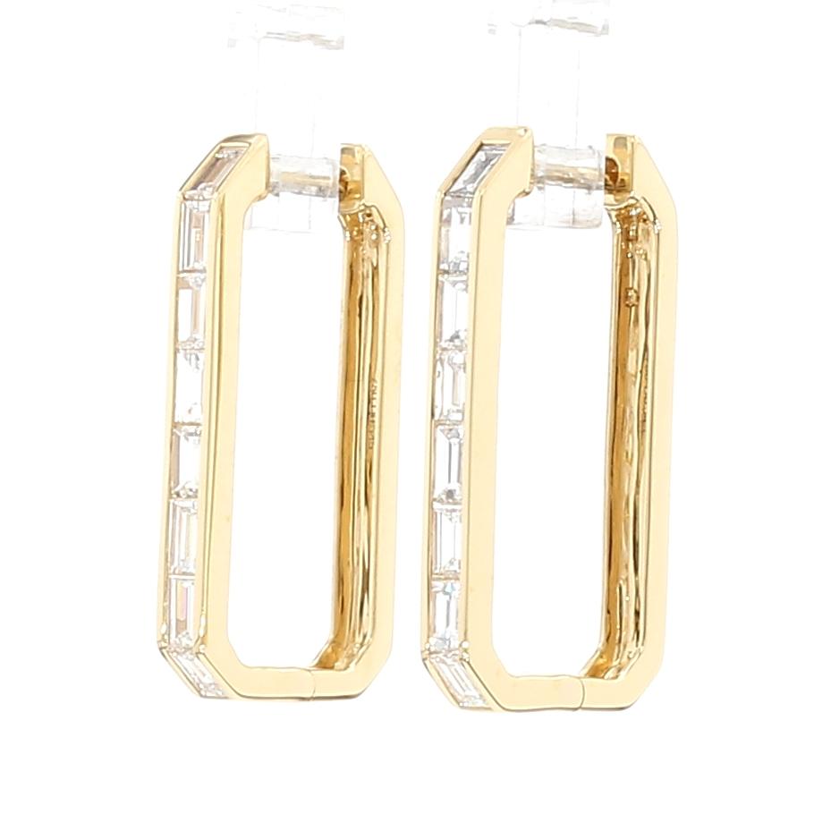 Natural White Baguette Diamond 1.09 Carat TW Gold Earrings