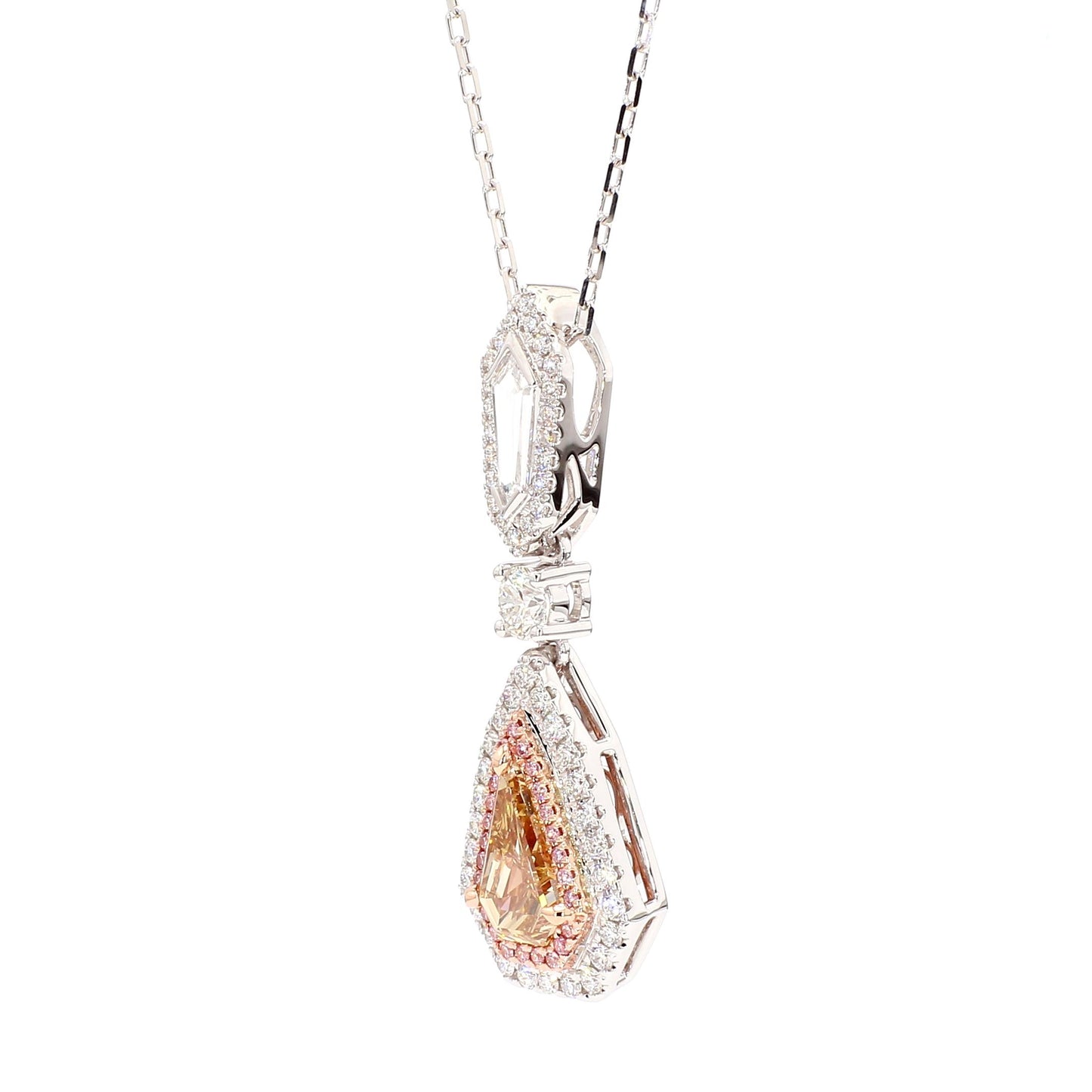 GIA Natural Fancy Brown-Yellow Shield Diamond 1.97 Carat TW Gold Necklace
