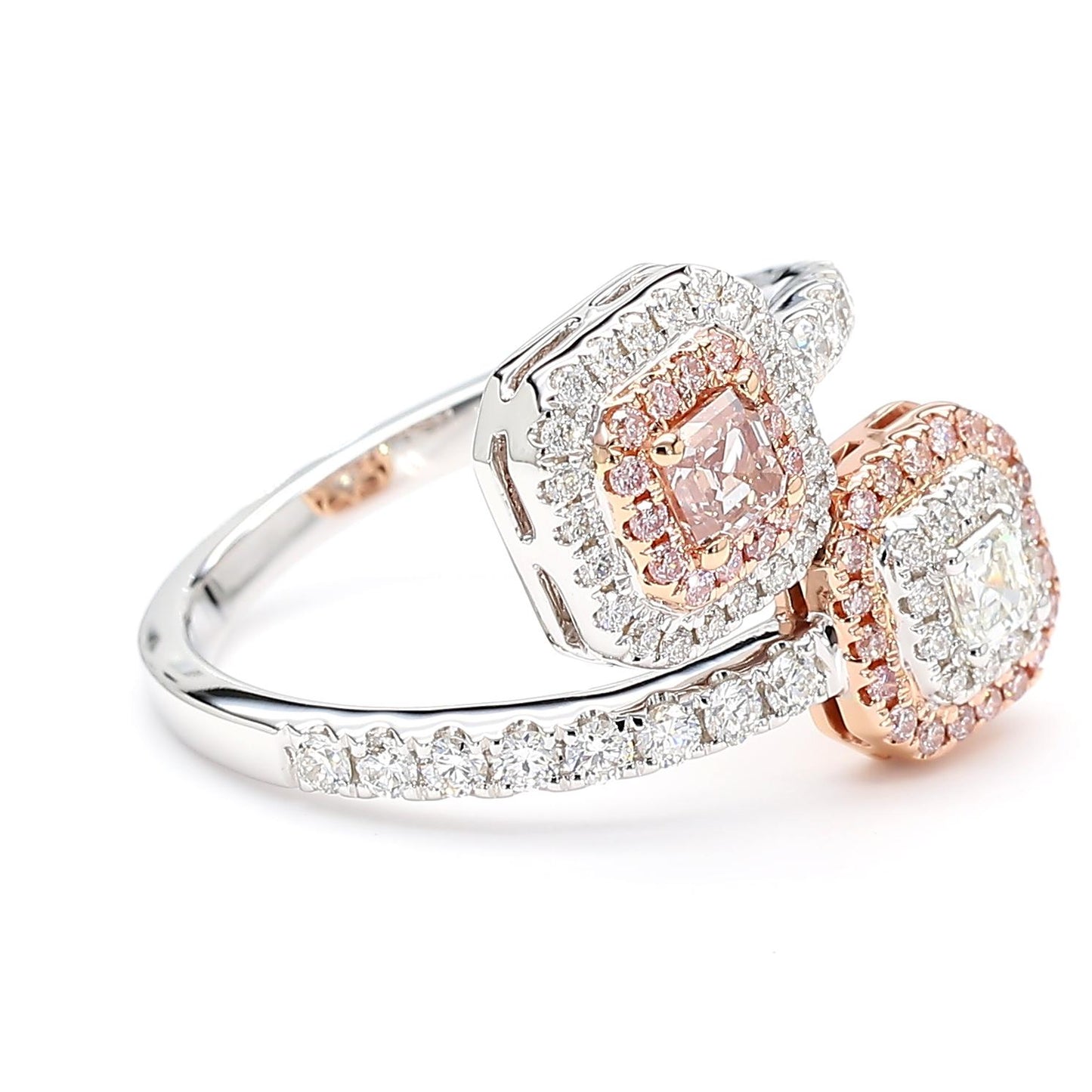 GIA Certified Natural Fancy Brown-Pink Asscher Diamond 1.10 Carat TW Gold Ring