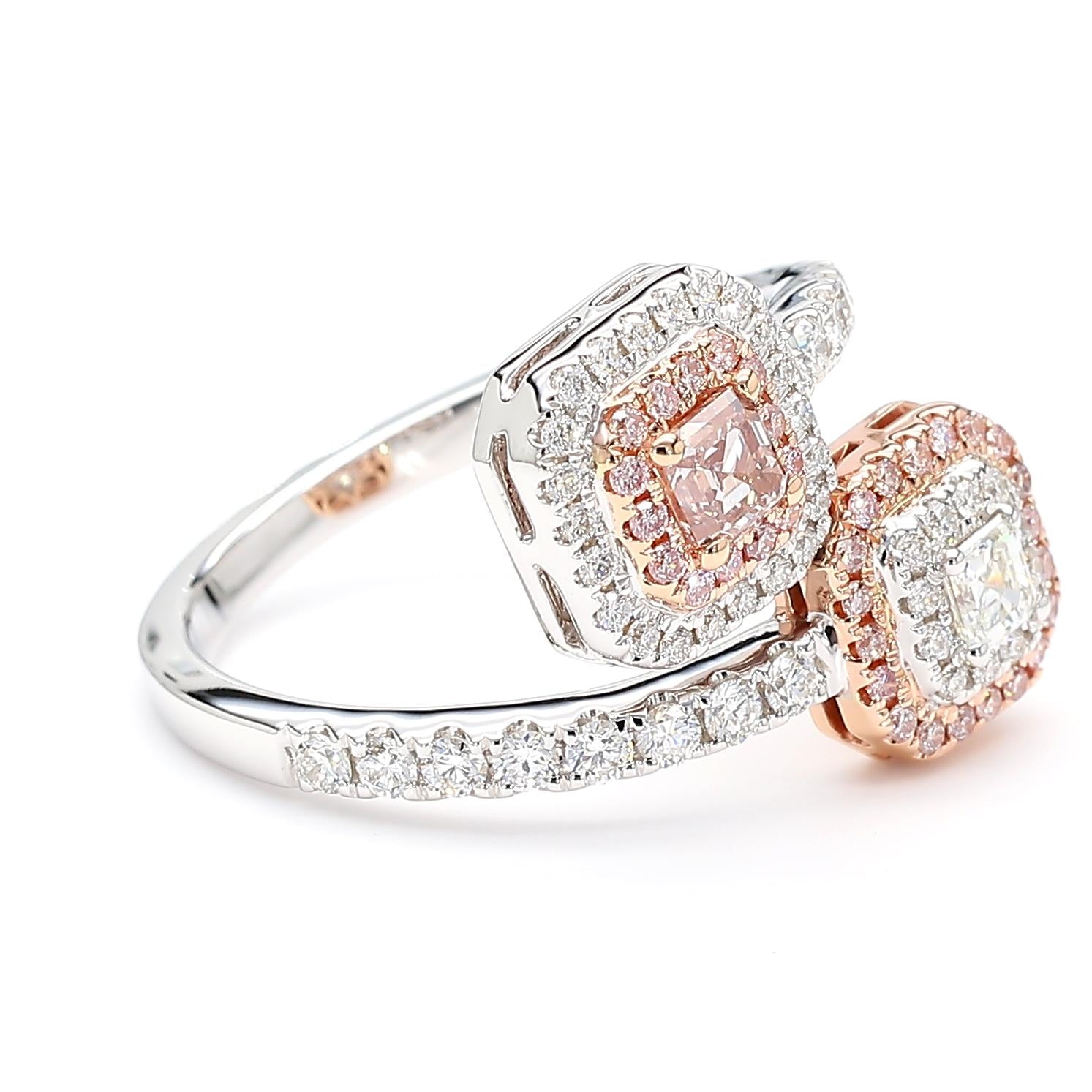 GIA Certified Natural Fancy Brown-Pink Asscher Diamond 1.10 Carat TW Gold Ring
