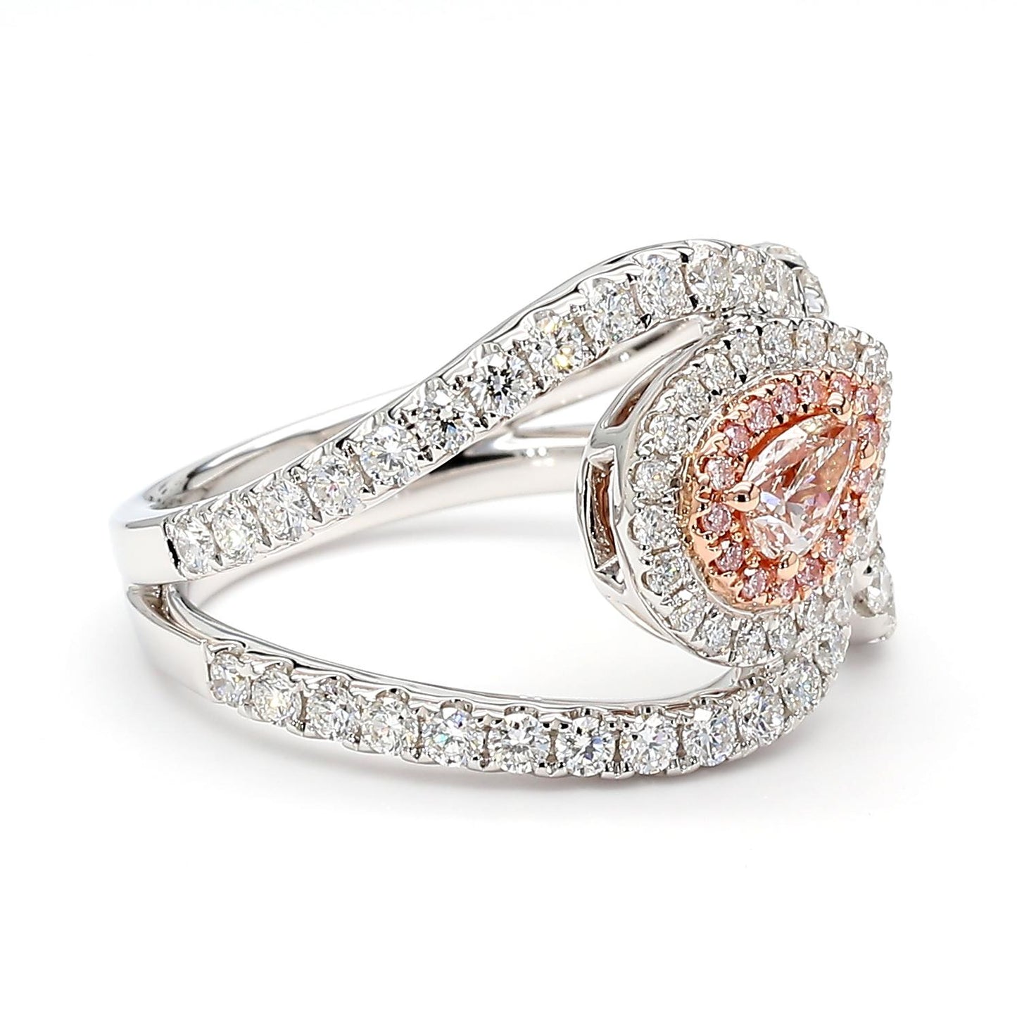 GIA Certified Natural Light Pinkish Brown Pear Diamond 1.25 Carat TW Gold Ring