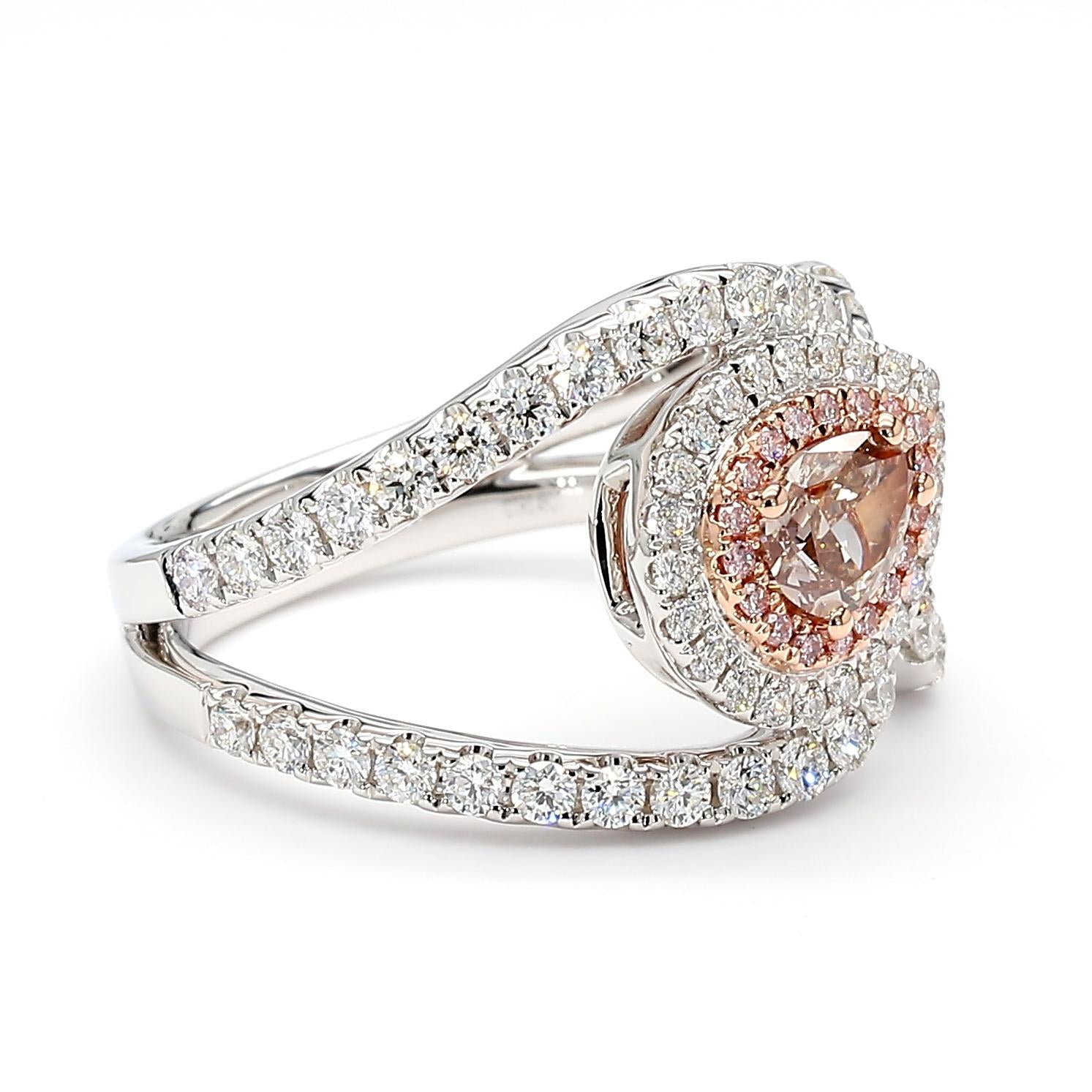 GIA Certified Natural Fancy Brown Pear Diamond 1.47 Carat TW Gold Ring