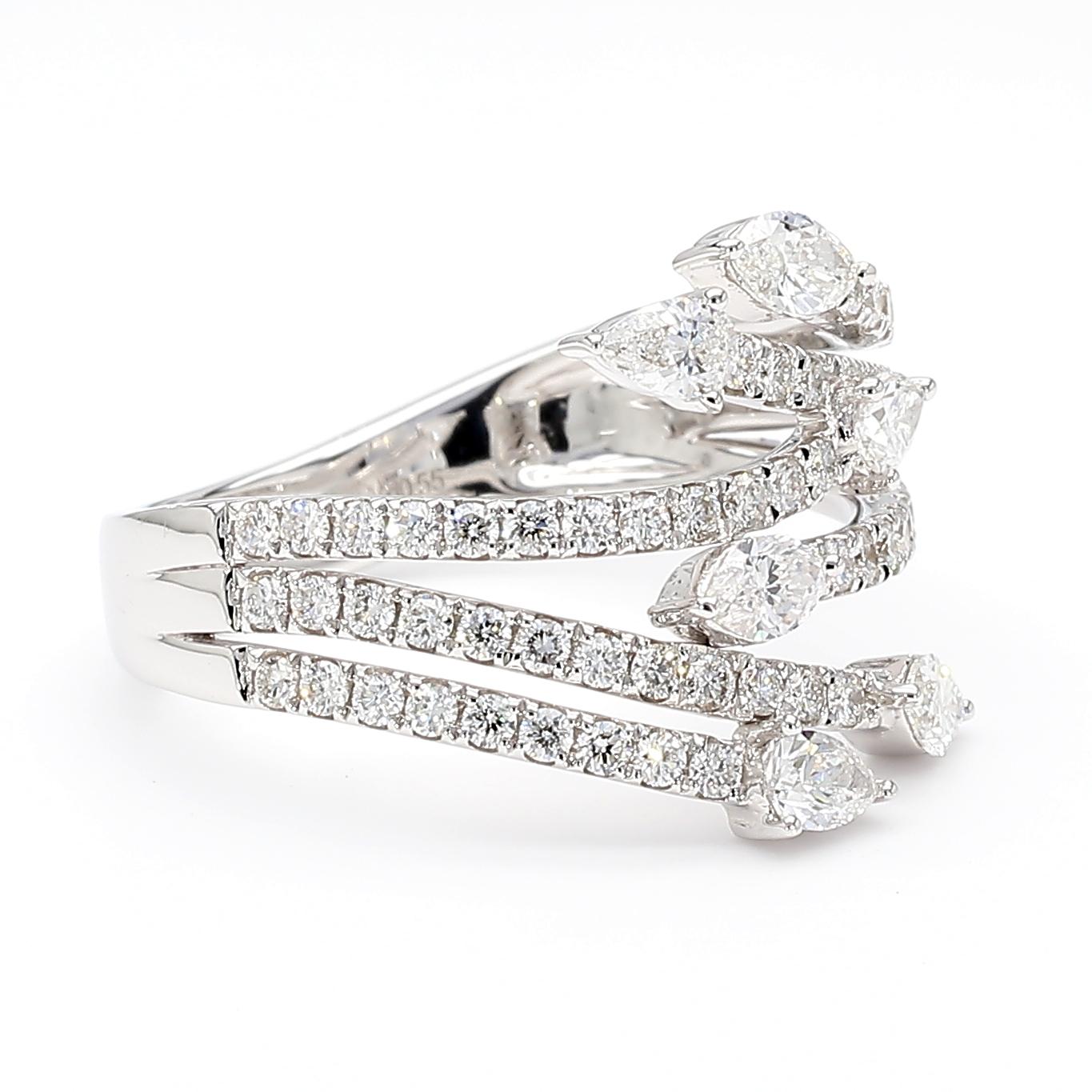 Natural White Marquise Diamond 1.06 Carat TW Gold Ring