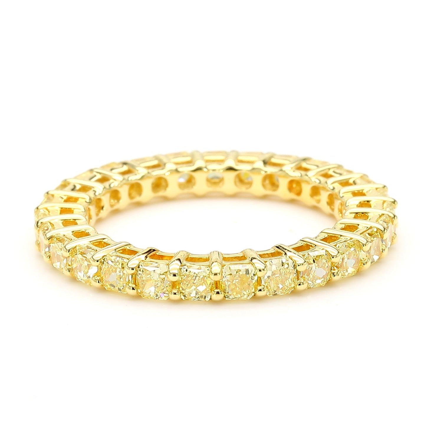Natural Yellow Radiant Diamond 2.17 Carat TW Gold Wedding Band