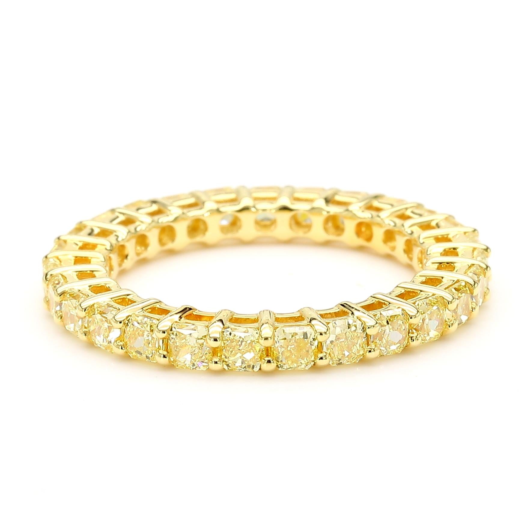 Natural Yellow Radiant Diamond 2.17 Carat TW Gold Wedding Band
