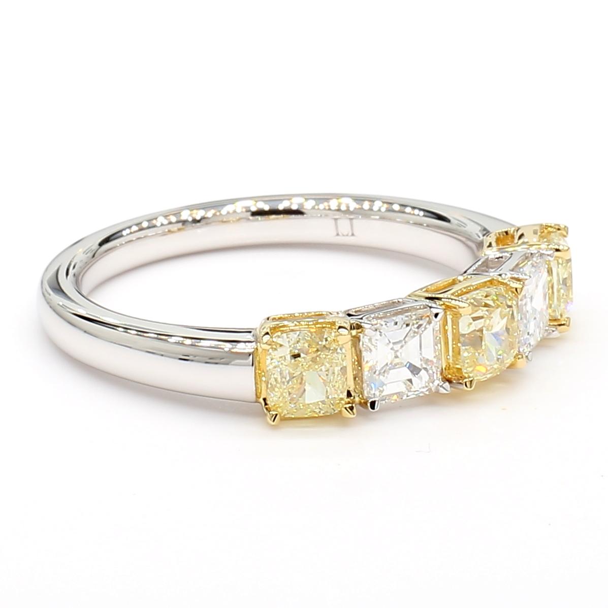 Natural Yellow Cushion Diamond 1.04 Carat TW Gold Cocktail Band