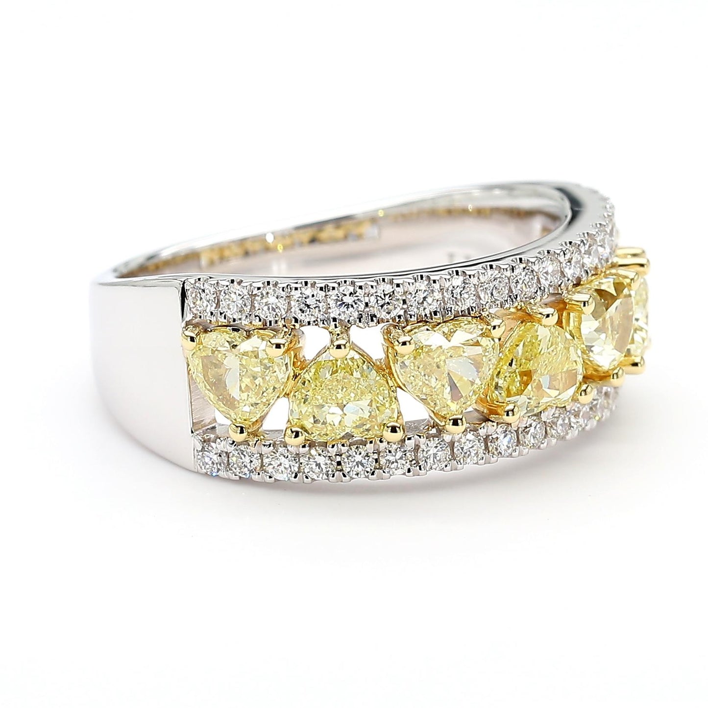Natural Yellow Heart Diamond 2.01 Carat TW Gold Cocktail Ring