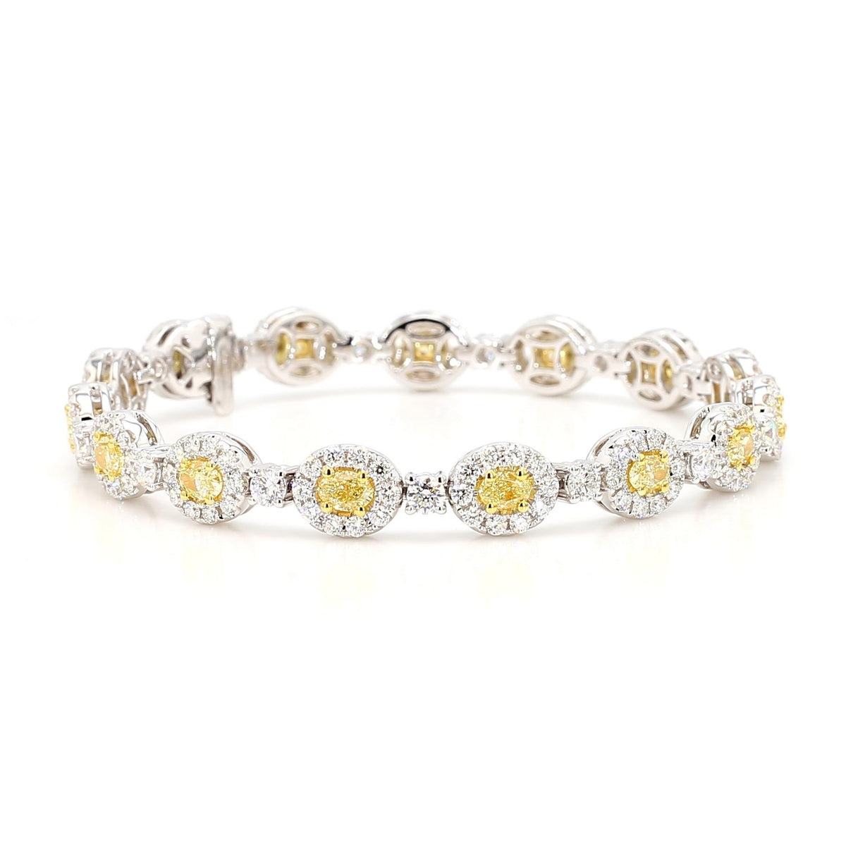 Natural Yellow Oval Diamond 7.36 Carat TW Gold Bracelet