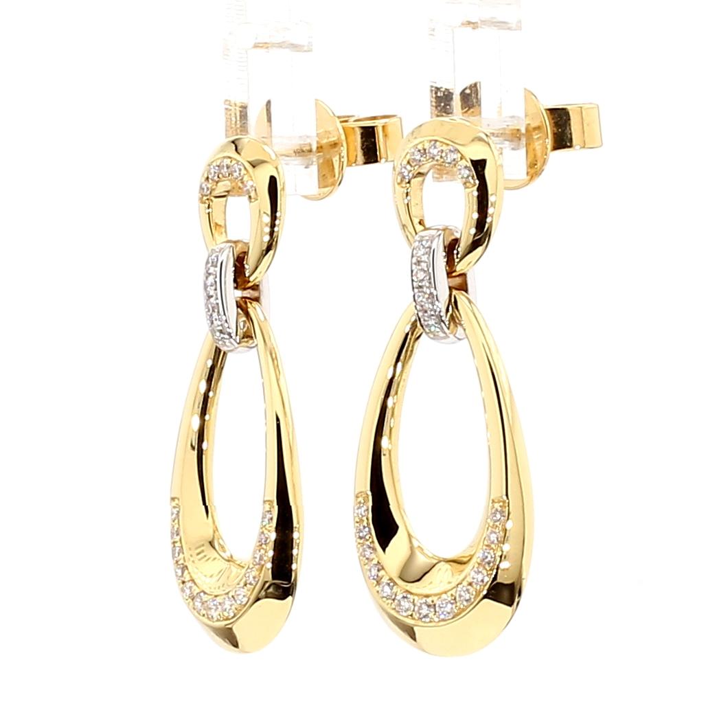 Natural White Round Diamond 0.23 Carat TW Gold Earrings