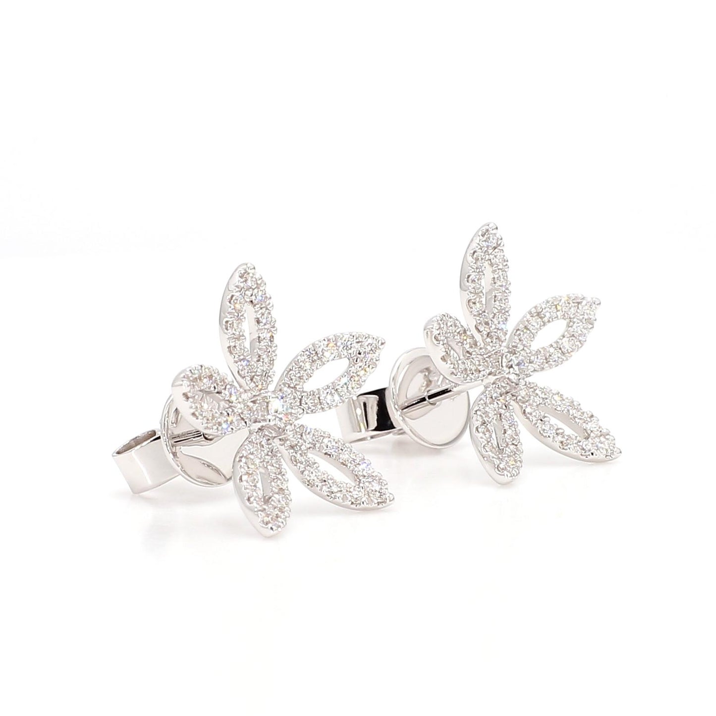 Natural White Round Diamond 0.56 Carat TW Gold Earrings