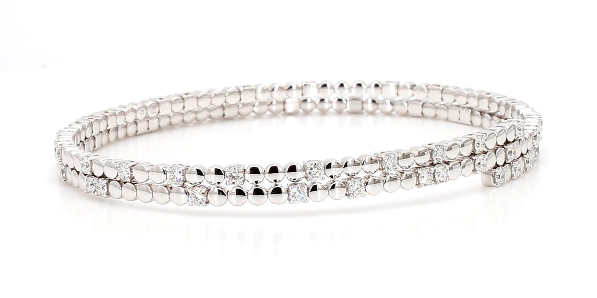 Natural White Round Diamond 1.54 Carat TW Gold Bracelet