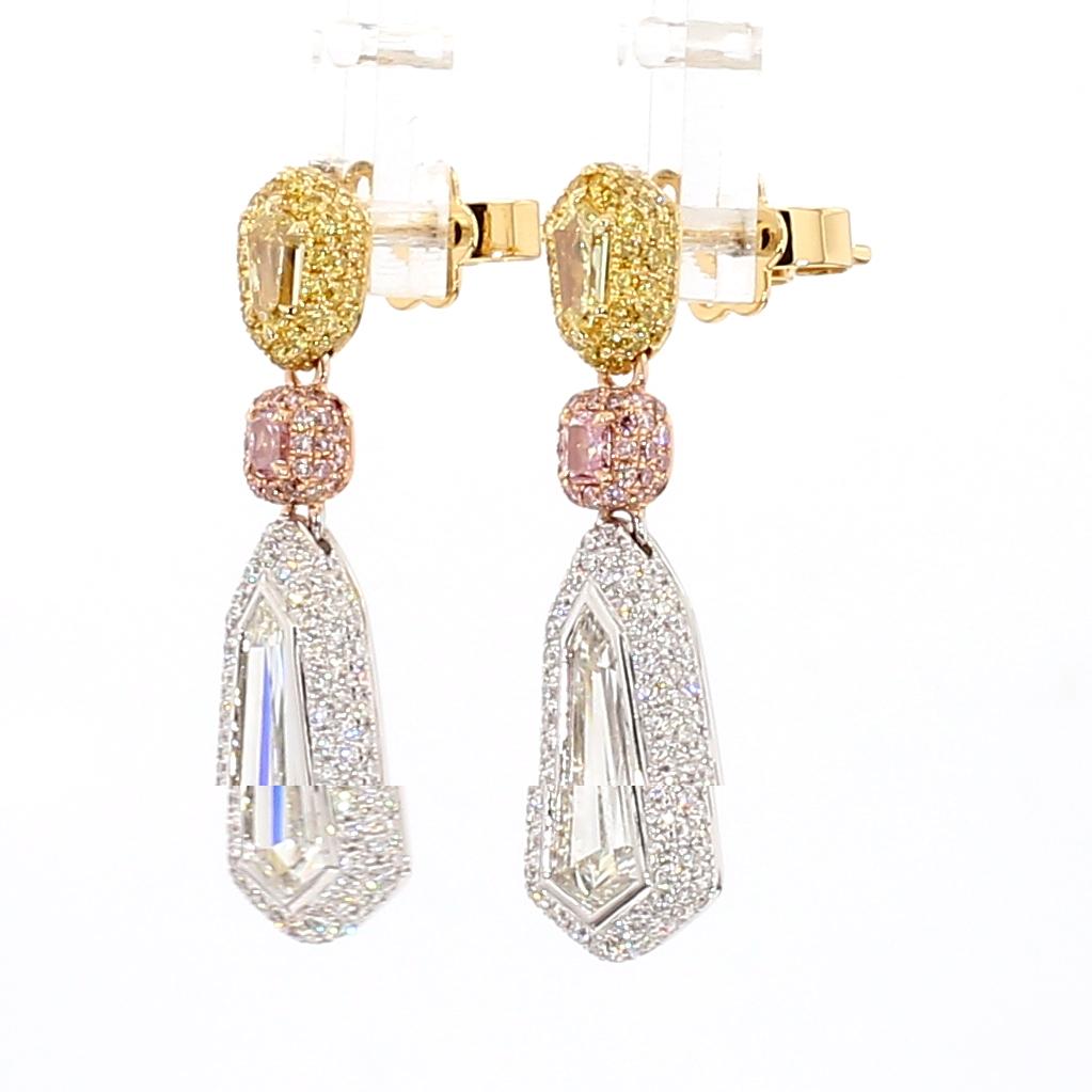 GIA Certified Natural White Kite Diamond 2.95 Carat TW Earrings