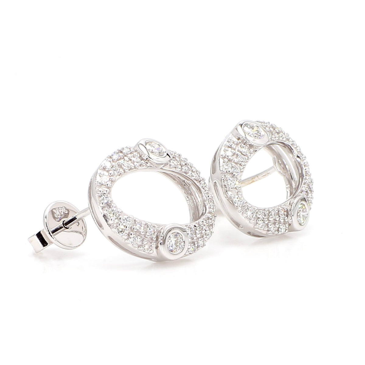 Natural White Round Diamond 0.45 Carat TW Gold Earrings