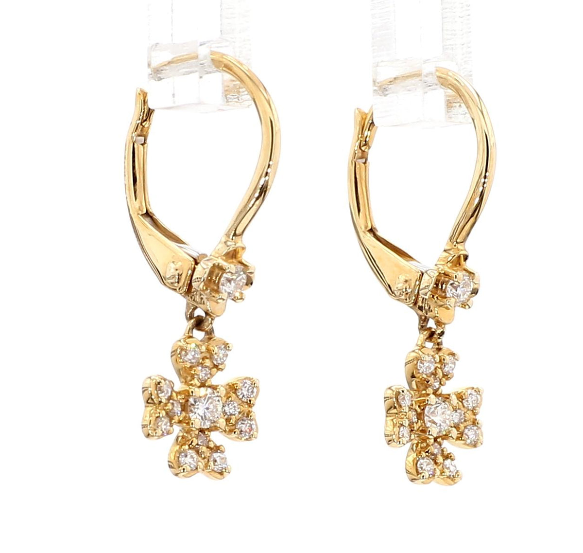 Natural White Round Diamond 0.22 Carat TW Gold Earrings