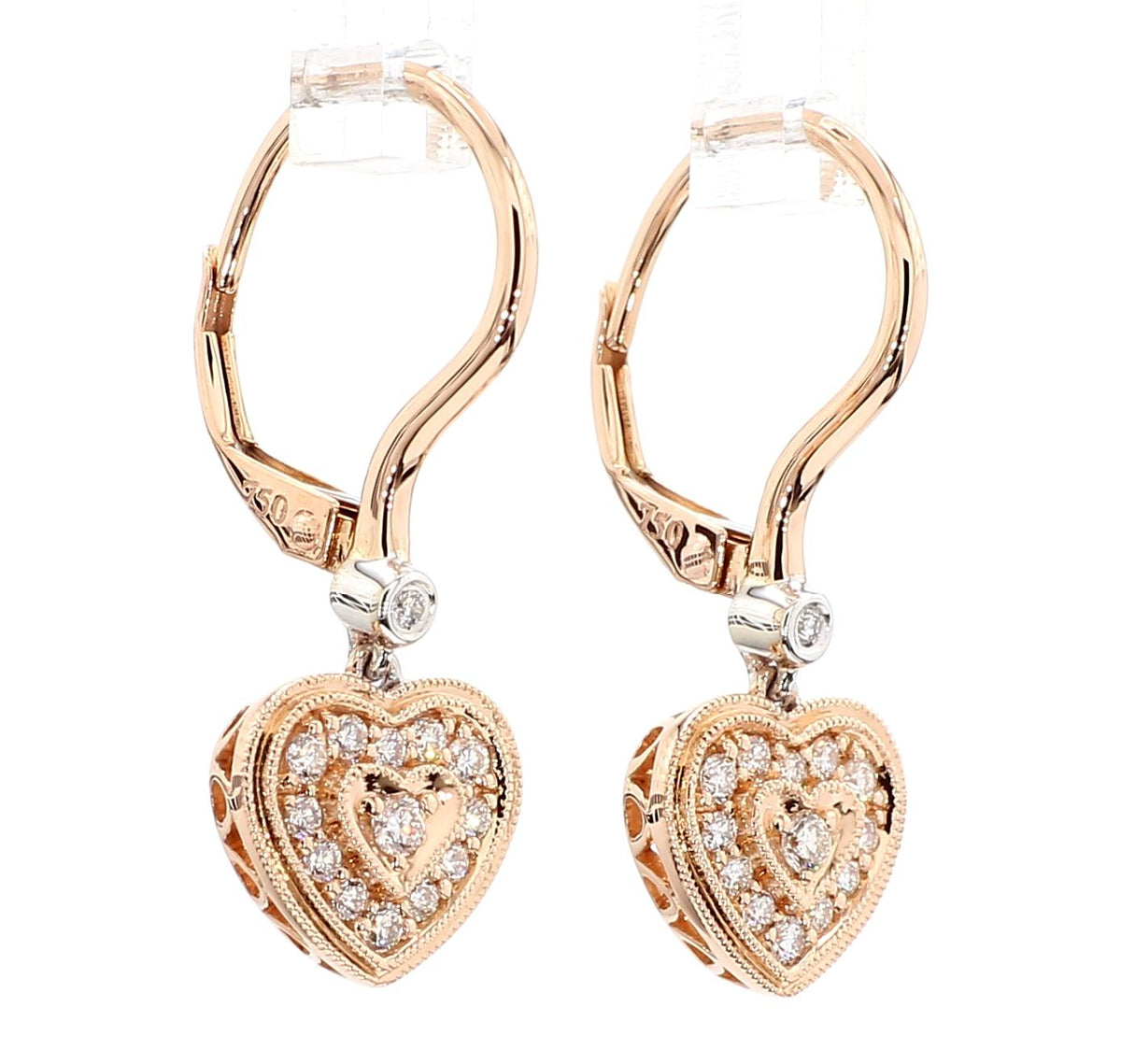 Natural White Round Diamond 0.30 Carat TW Gold Earrings