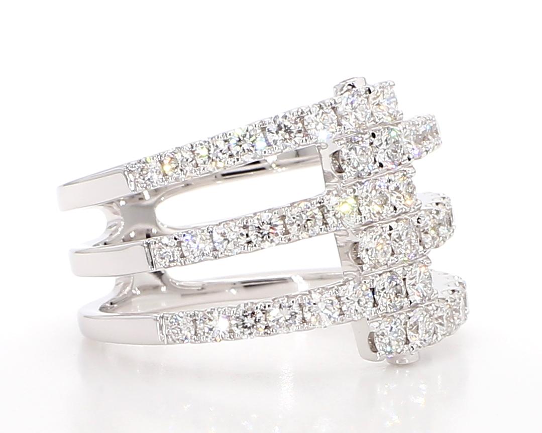 Natural White Round Diamond 1.35 Carat TW White Gold Cocktail Band