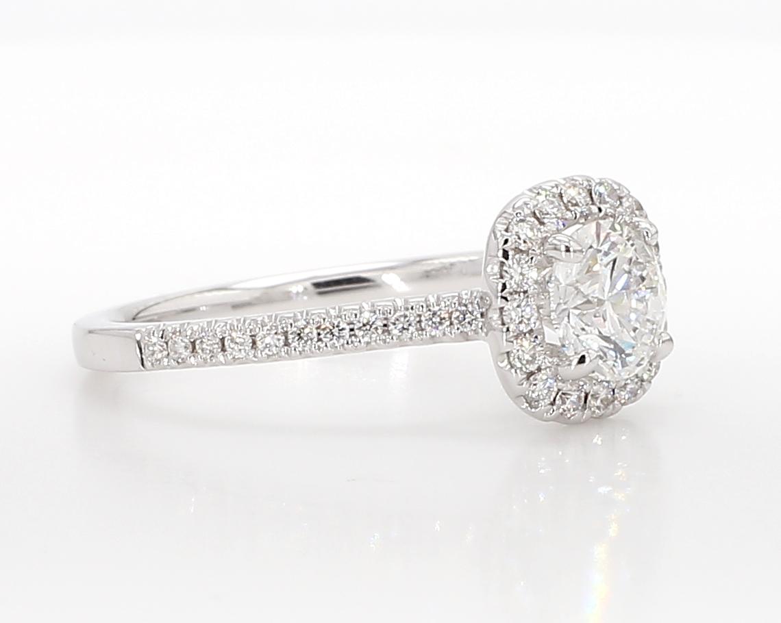 Natural White Round Diamond 1.00 Carat TW White Gold Cocktail Ring