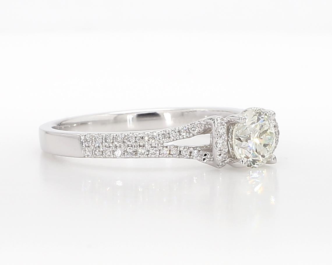 Natural White Round Diamond 0.71 Carat TW White Gold Cocktail Ring