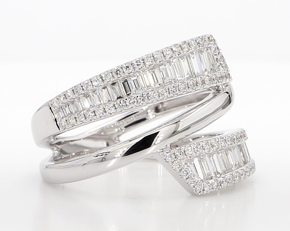 Natural White Baguette Diamond 0.91 Carat TW White Gold Cocktail Band