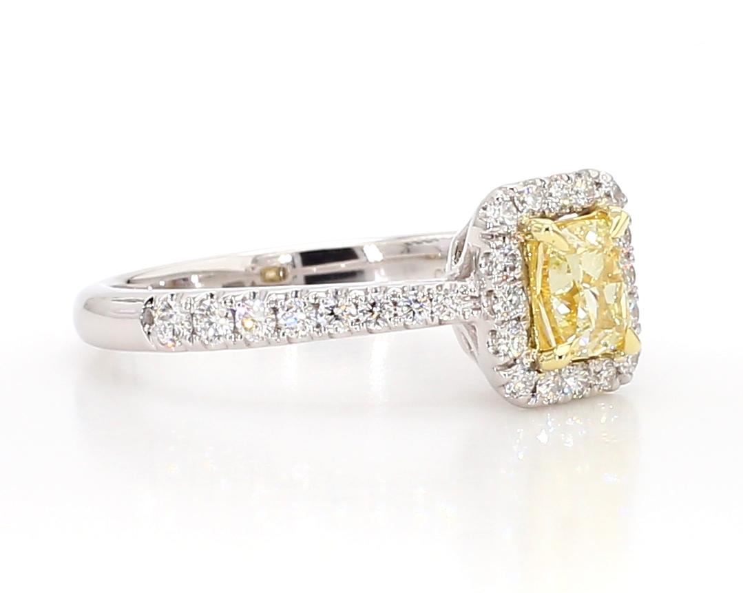 GIA Certified Natural Yellow Cushion Diamond 1.01 Carat TW Gold Cocktail Ring