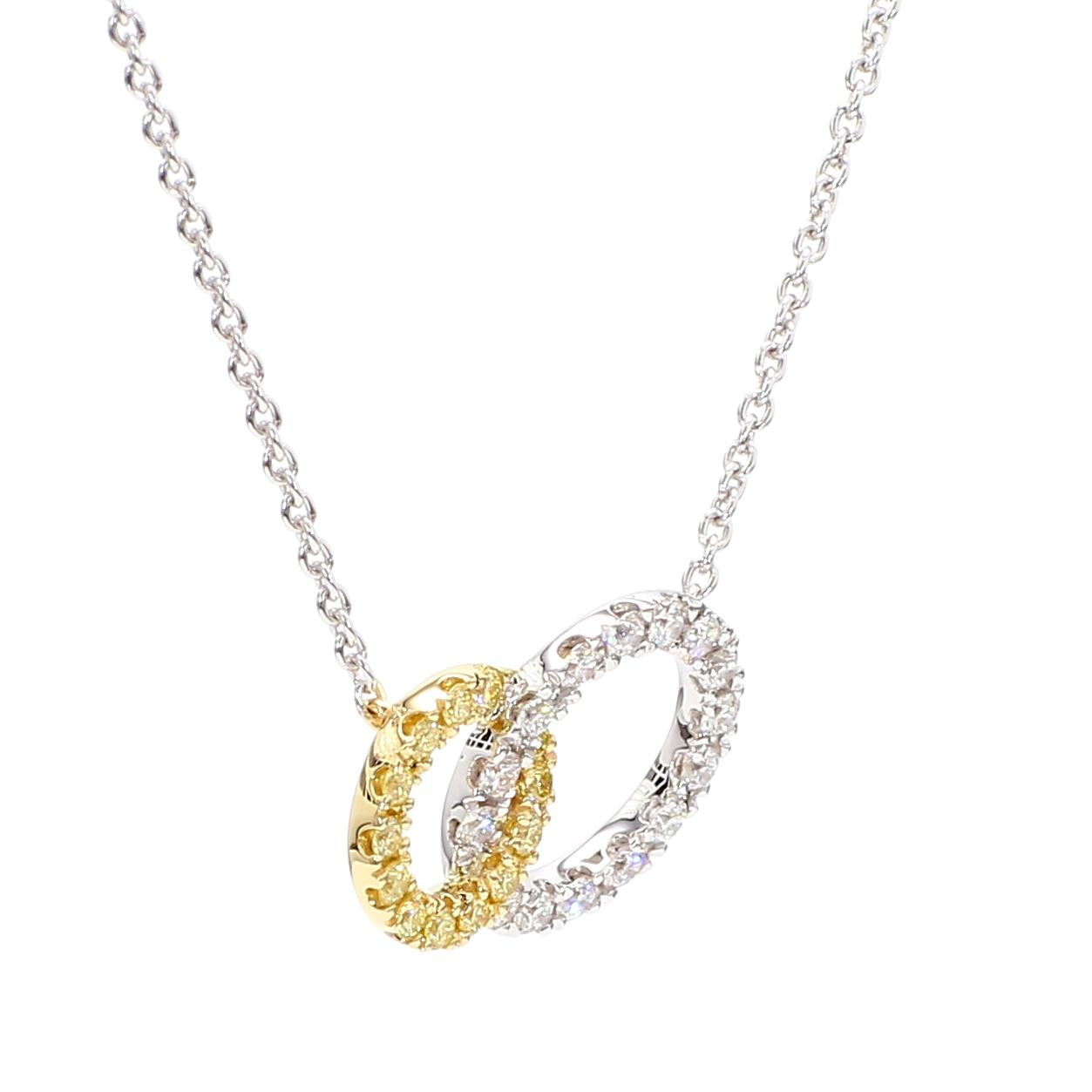 Natural Yellow Round and White Diamond .30 Carat TW Gold Drop Pendant