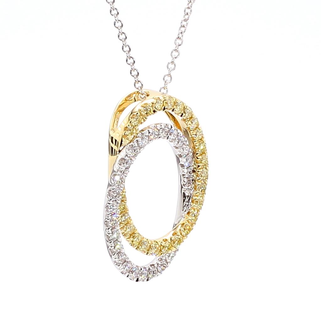 Natural Yellow Round and White Diamond .63 Carat TW Gold Drop Pendant