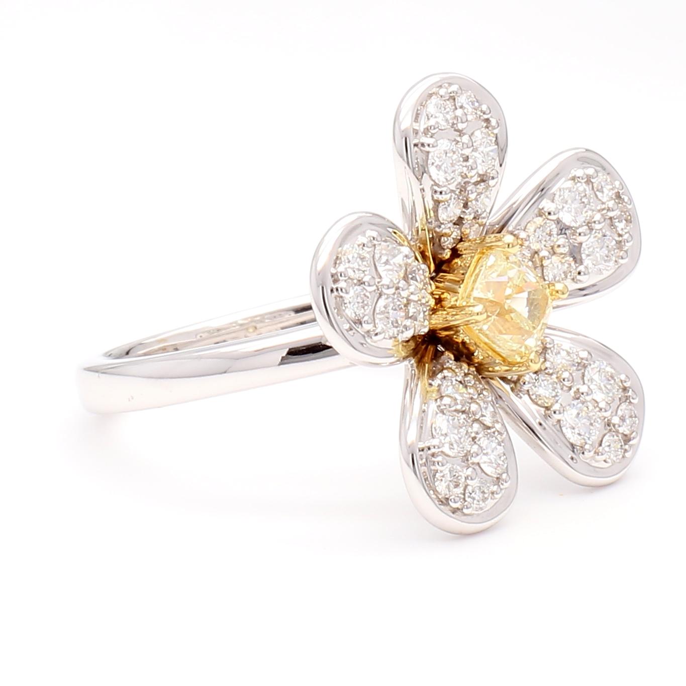 Natural Yellow Cushion Diamond 1.01 Carat TW Gold Cocktail Ring