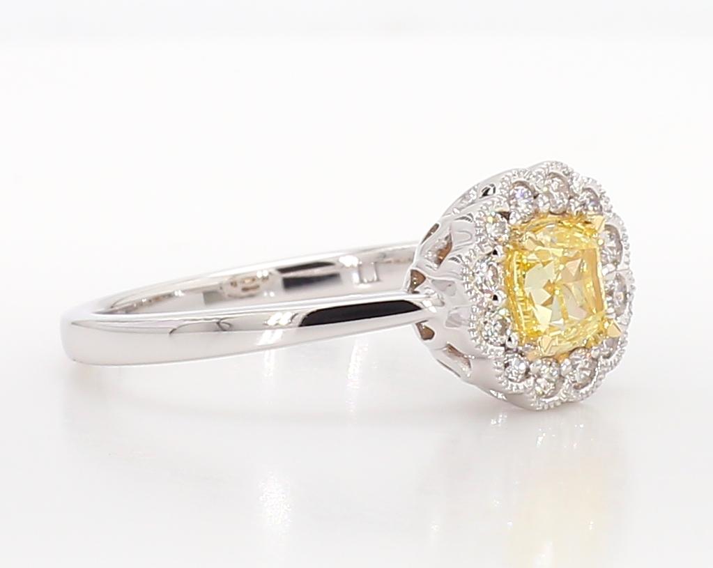 Natural Yellow Cushion Diamond 0.75 Carat TW Gold Cocktail Ring