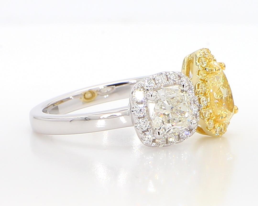 GIA Certified Natural Yellow Pear Diamond 1.78 Carat TW Cocktail Ring