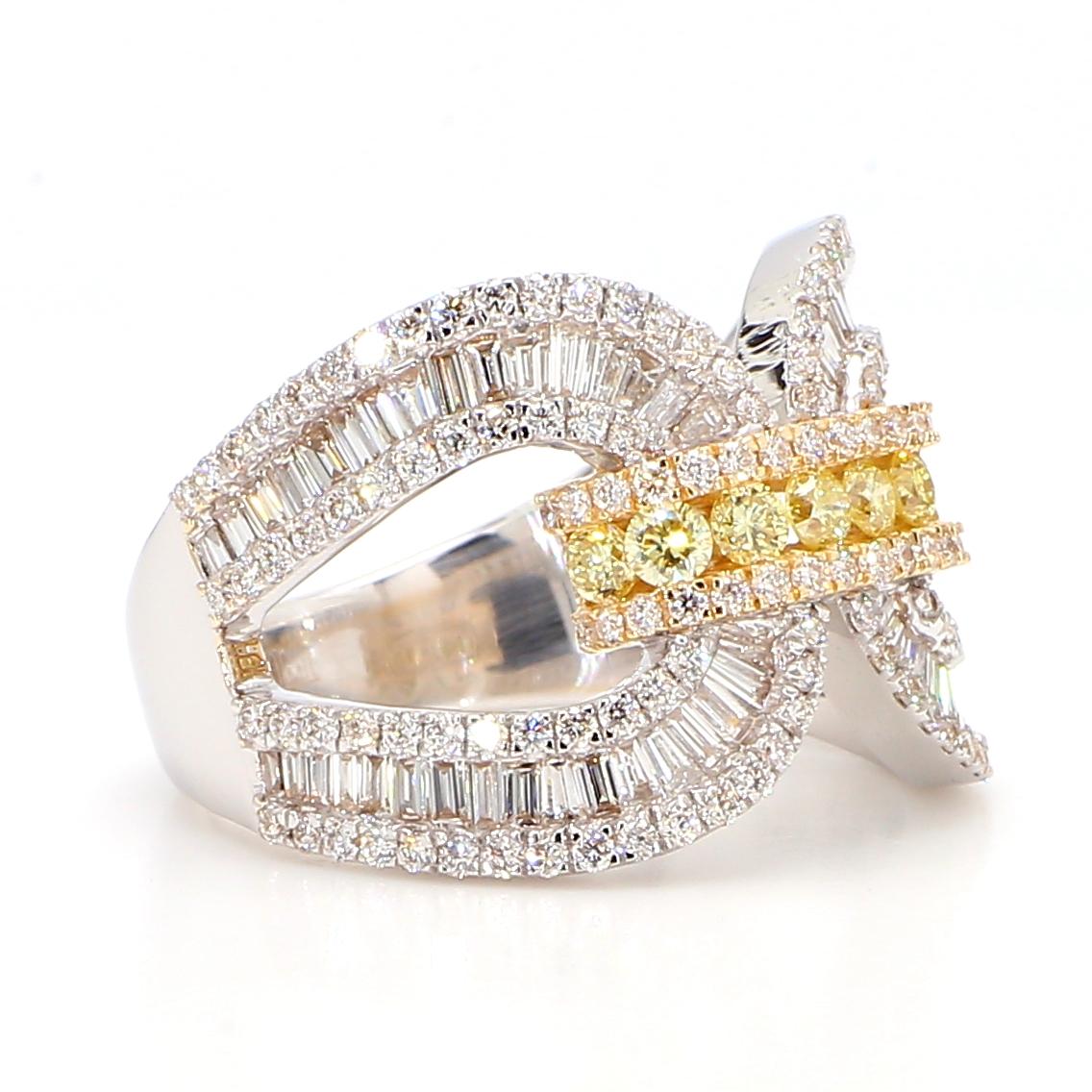 Natural White Baguette Diamond 1.79 Carat TW Gold Cocktail Band