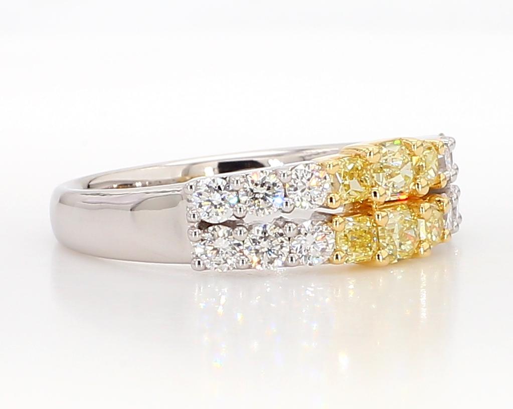 Natural Yellow Radiant Diamond 1.06 Carat TW Gold Wedding Band