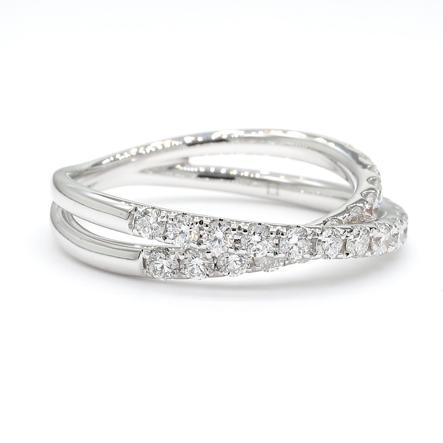 Natural White Round Diamond 0.69 Carat TW White Gold Cocktail Band