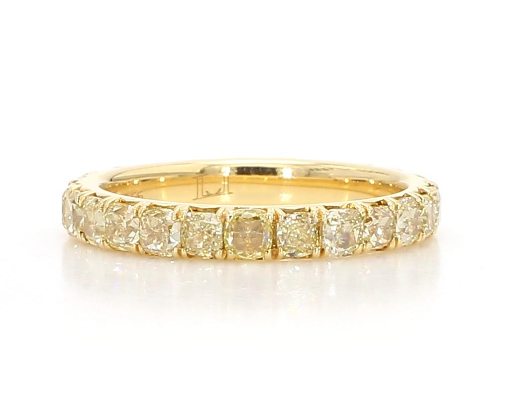 Natural Yellow Radiant Diamond 2.84 Carat TW Yellow Gold Eternity Band