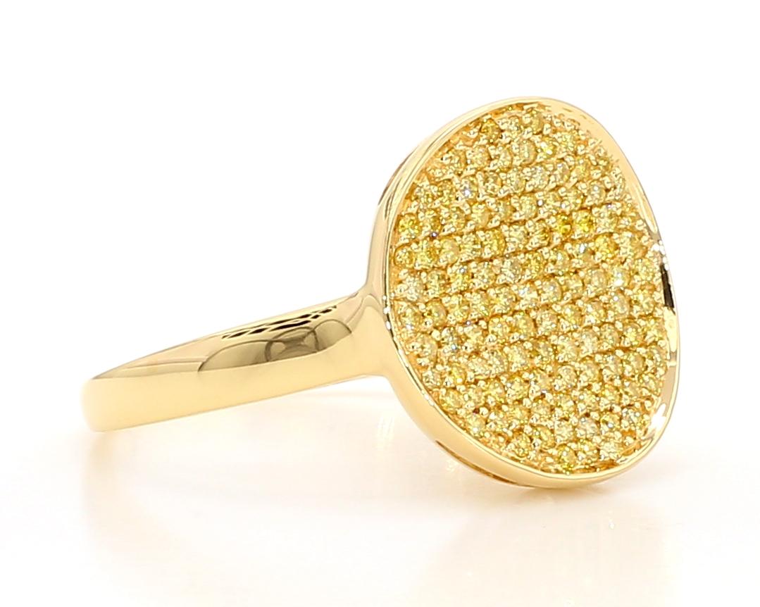 Natural Yellow Round Diamond .67 Carat TW Yellow Gold Cocktail Ring