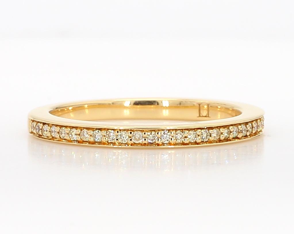 Natural Yellow Round Diamond .16 Carat TW Yellow Gold Eternity Band