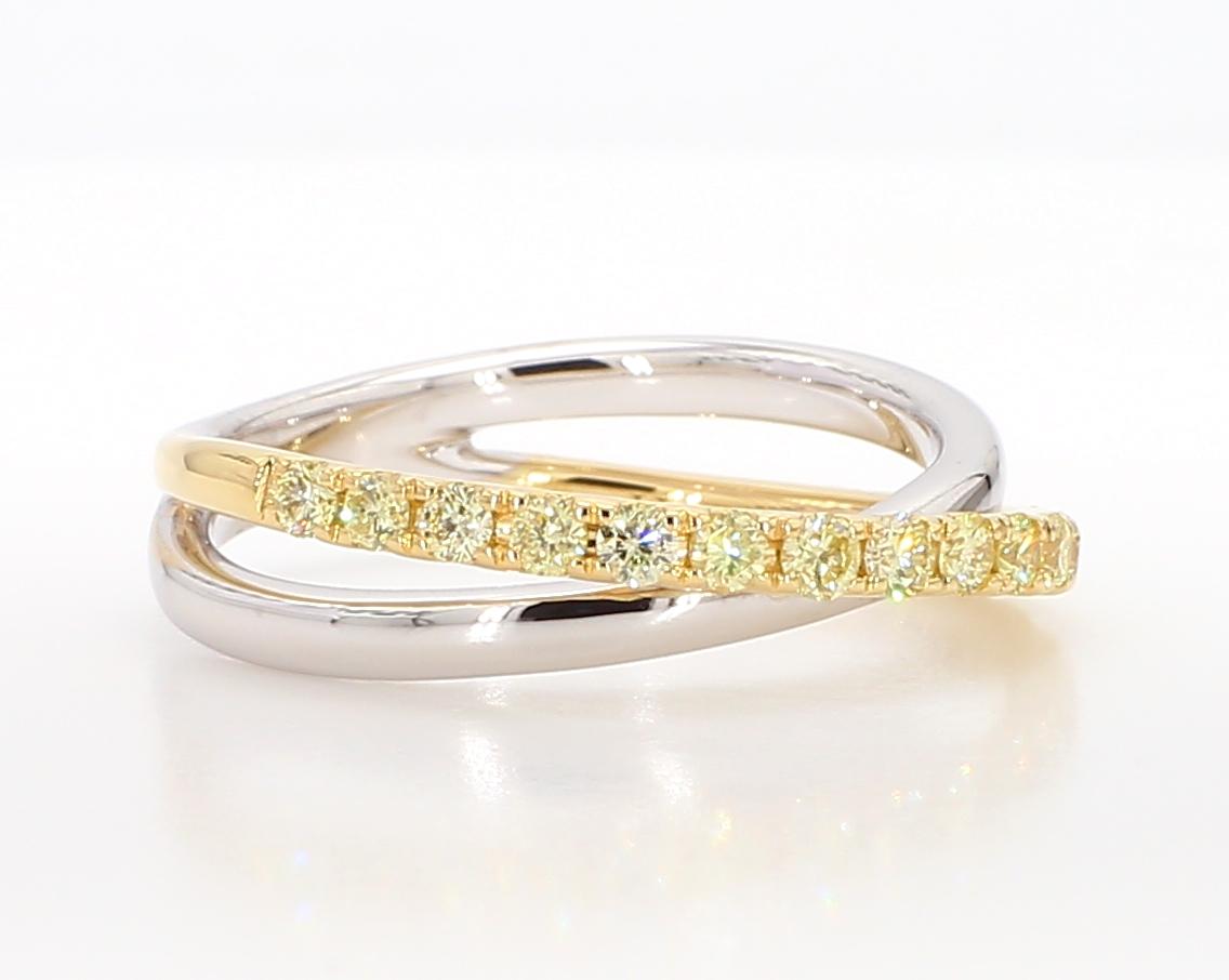 Natural Yellow Round Diamond .47 Carat TW Gold Wedding Band