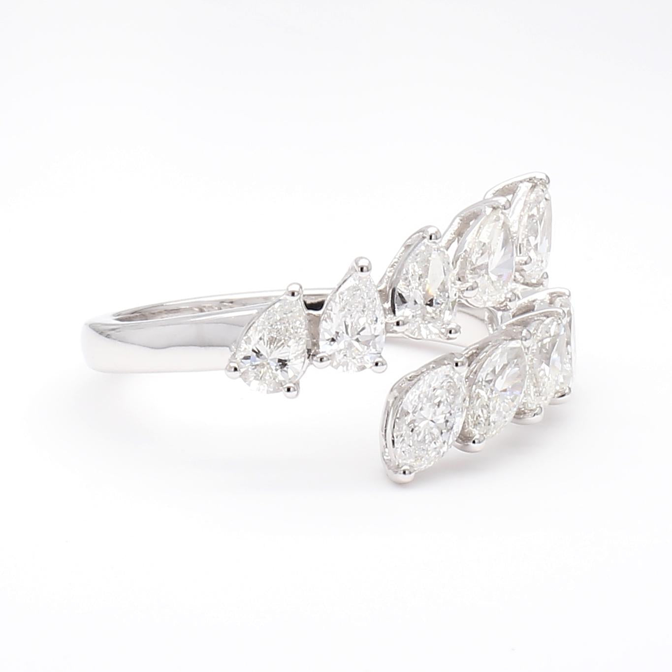 Natural White Marquise Diamond 1.65 Carat TW White Gold Cocktail Band