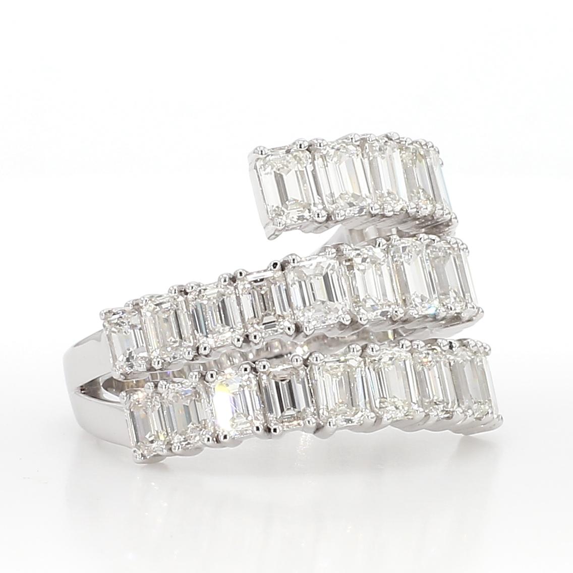 Natural White Emerald Diamond 4.31 Carat TW White Gold Cocktail Band