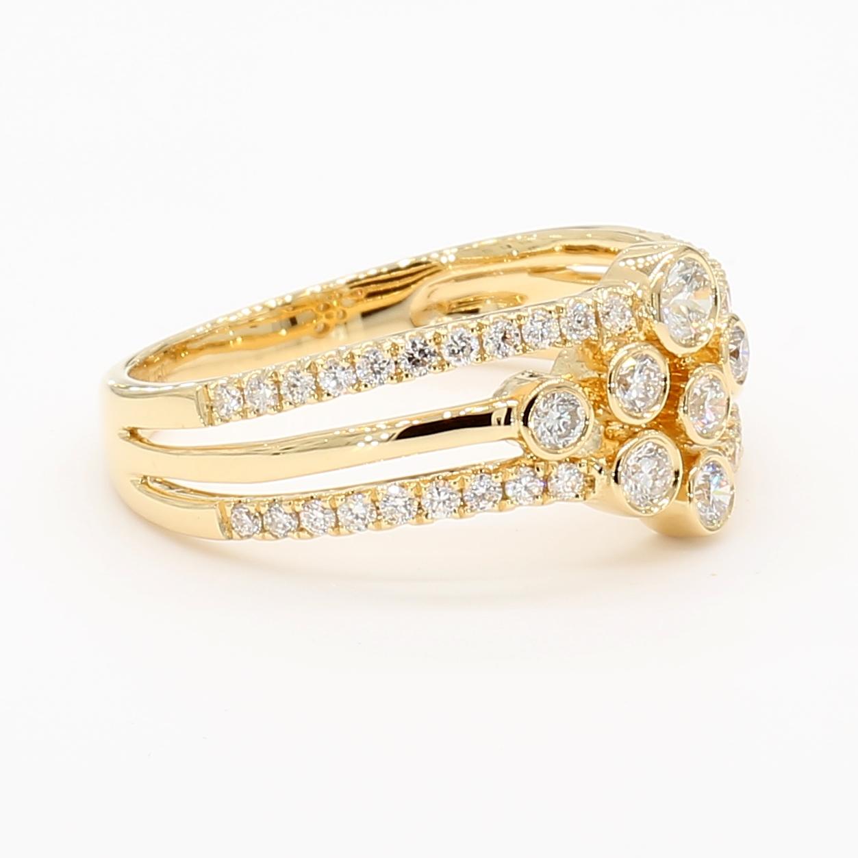 Natural White Round Diamond 0.48 Carat TW Yellow Gold Cocktail Band