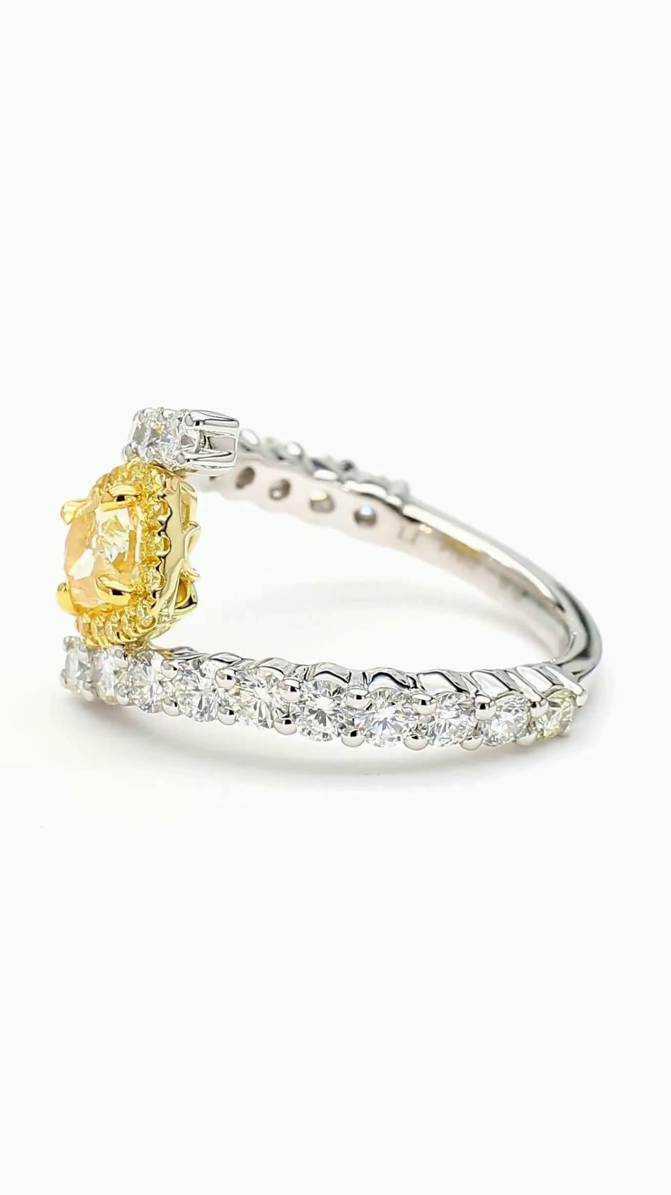GIA Certified Natural Yellow Cushion Diamond 2.17 Carat TW Gold Cocktail Ring