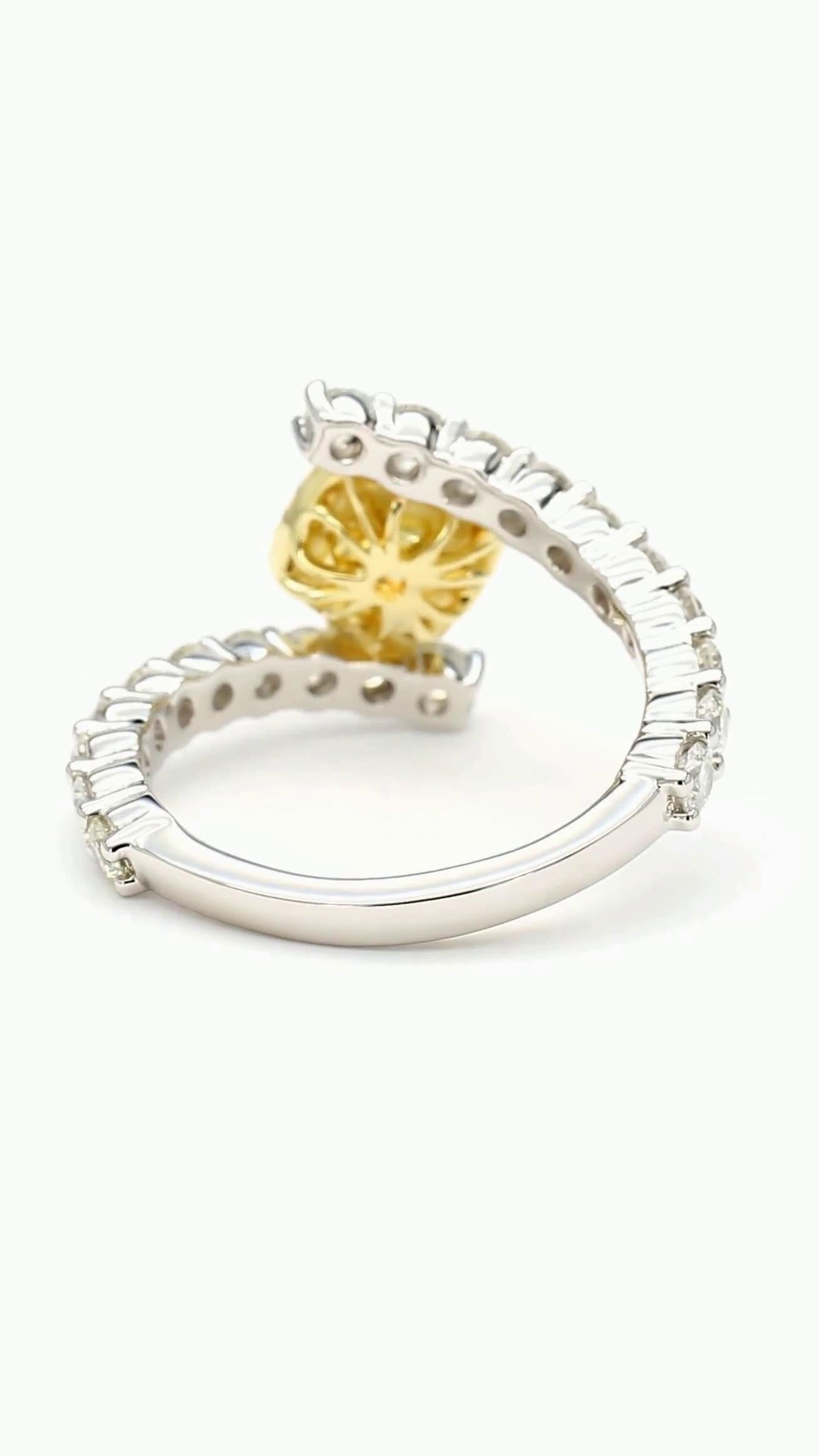 GIA Certified Natural Yellow Cushion Diamond 2.17 Carat TW Gold Cocktail Ring
