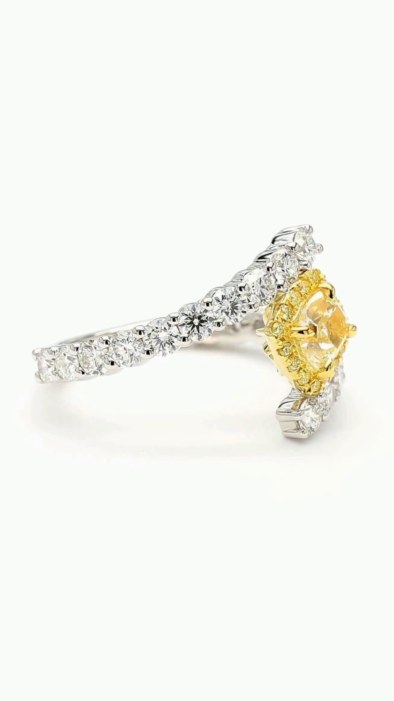 GIA Certified Natural Yellow Cushion Diamond 2.17 Carat TW Gold Cocktail Ring