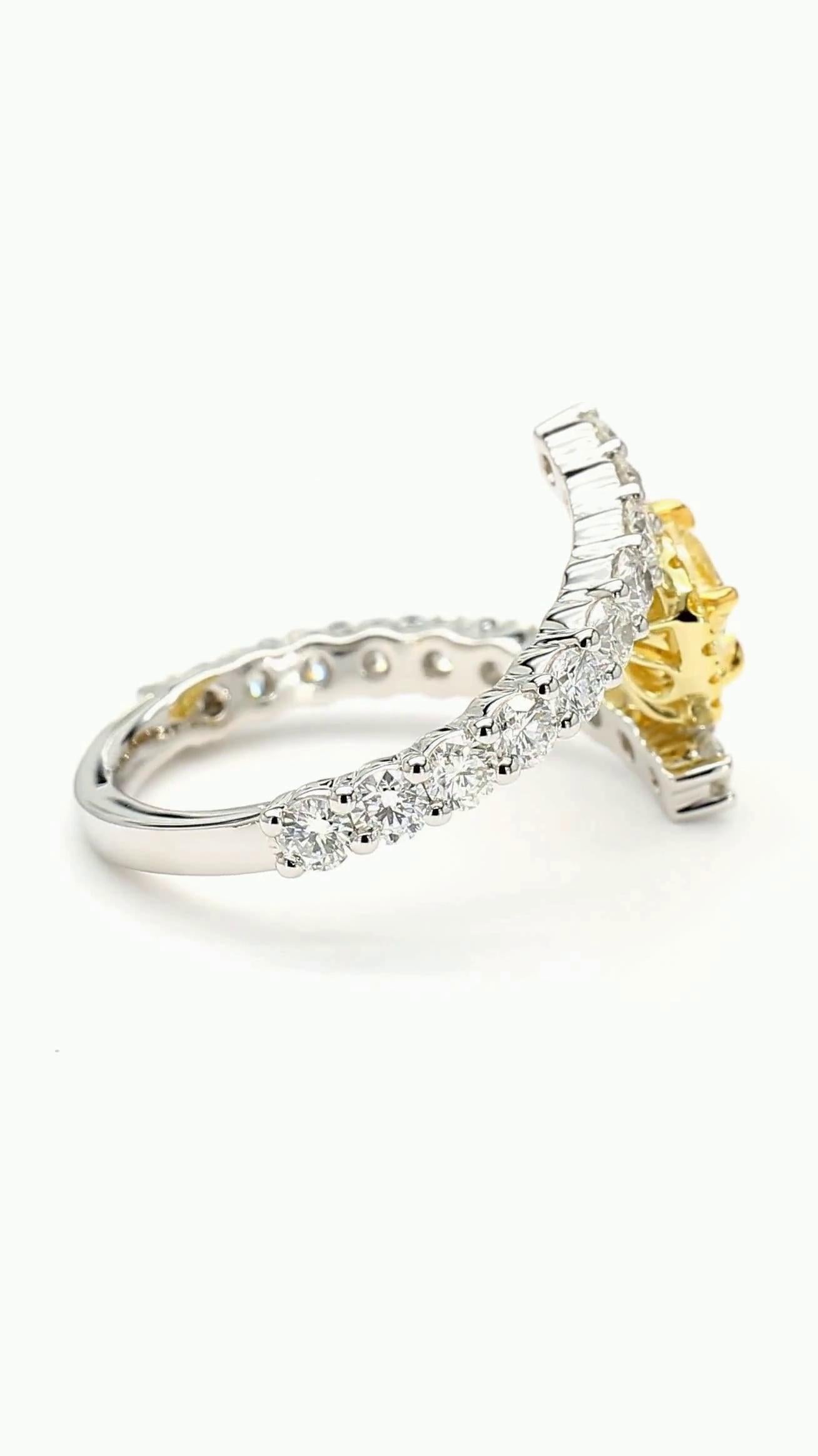 GIA Certified Natural Yellow Cushion Diamond 2.17 Carat TW Gold Cocktail Ring