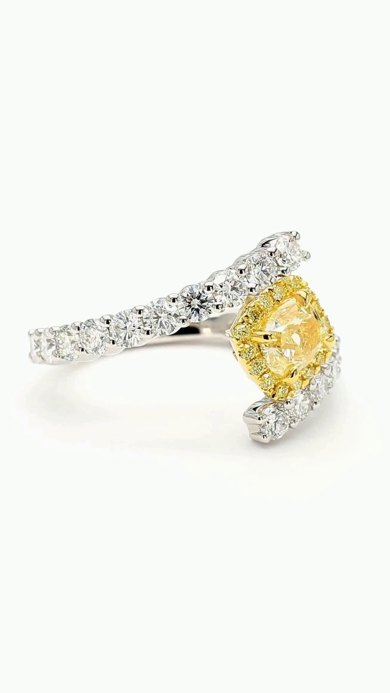 GIA Certified Natural Yellow Cushion Diamond 2.17 Carat TW Gold Cocktail Ring