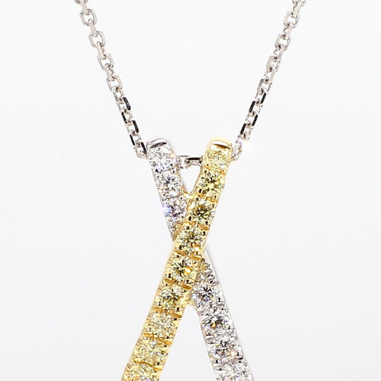 Natural Yellow Round and White Diamond .56 Carat TW Gold Drop Pendant