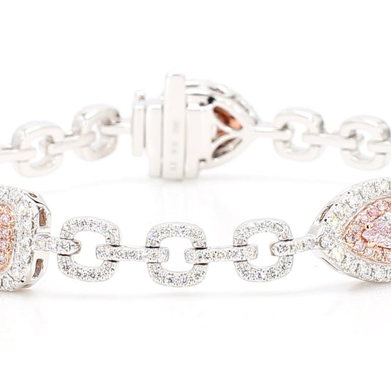 GIA Certified Fancy Pink Diamond 4.13 Carat TW Gold Tennis Bracelet