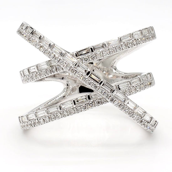 Natural White Baguette Diamond 0.78 Carat TW White Gold Cocktail Ring